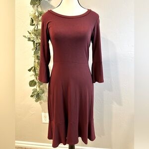 Burgundy Midi Swing Dress Size Small